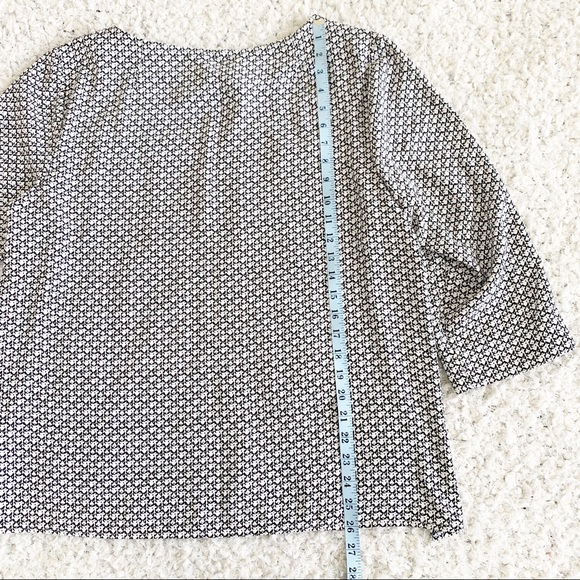 Roz and Ali 3/4 Flare Sleeve Embroidered Yoke Tunic in Navy